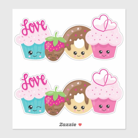 Schattigee Kawaii snoepjes Valentijn Sticker (Vel)