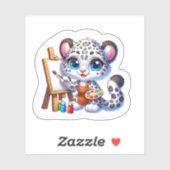 Schattigee Kawaii Snow Leopard Artiest Stickers Sc (Vel)