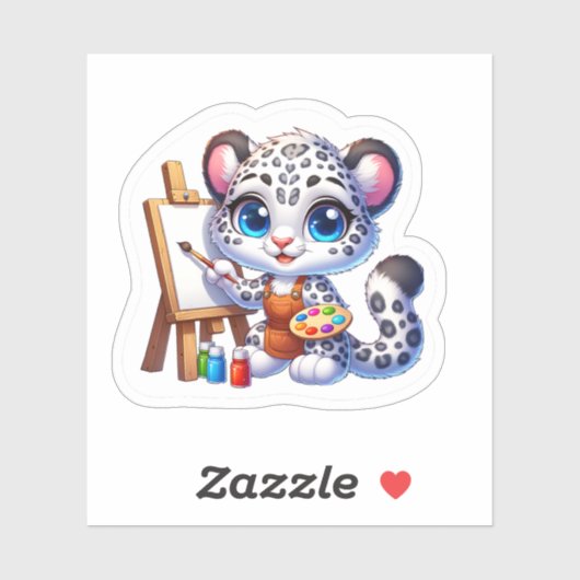Schattigee Kawaii Snow Leopard Artiest Stickers Sc (Vel)