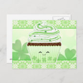 Schattigee kawaii St Patricks dag cupcake Briefkaart (Voorkant / Achterkant)