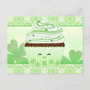 Schattigee kawaii St Patricks dag cupcake Briefkaart