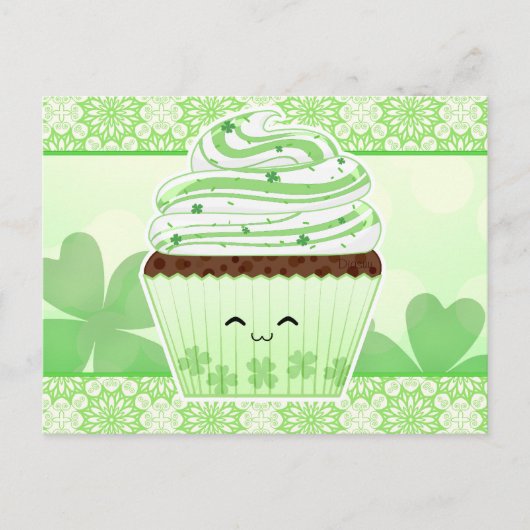 Schattigee kawaii St Patricks dag cupcake Briefkaart (Voorkant)