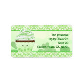 Schattigee kawaii St Patricks dag cupcake Etiket (Voorkant)