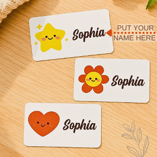 Schattigee Kawaii Star Flower Heart gepersonalisee Labels