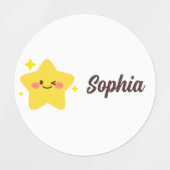 Schattigee Kawaii Star Flower Heart gepersonalisee Labels (Design 1)