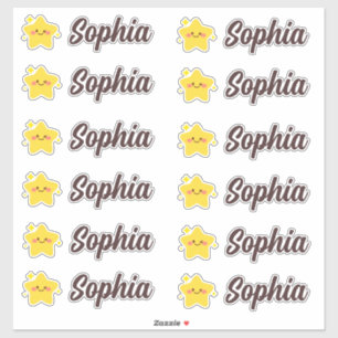 Schattigee Kawaii Star gepersonaliseerde naam Sticker