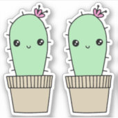 Schattigee kawaii stijl cactus stickers (Voorkant)