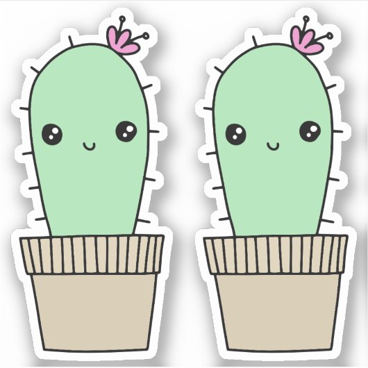 Schattigee kawaii stijl cactus stickers (Voorkant)