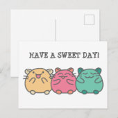 Schattigee Kawaii stijl Cartoon Hamsters Custom Briefkaart (Voorkant / Achterkant)