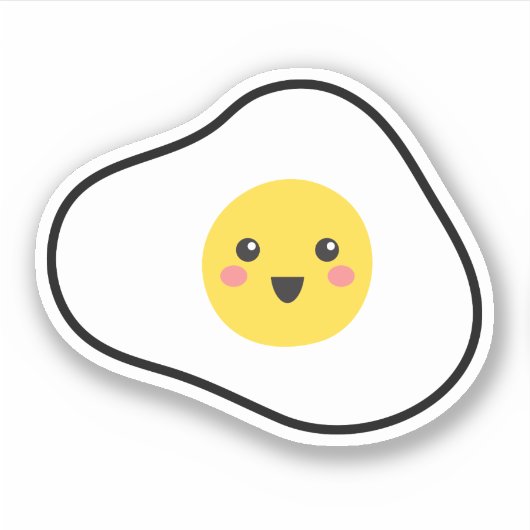 Schattigee kawaii stijl gebakken ei sticker (Voorkant)