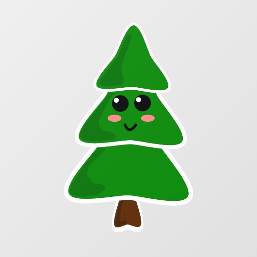 Schattigee Kawaii stijl kerstboom Raamsticker (Vel)
