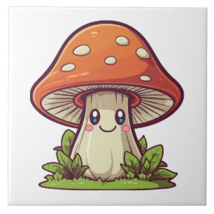 Schattigee kawaii stijl, Paddestoel foerageren Tegeltje