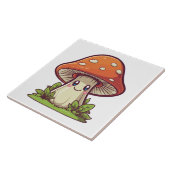 Schattigee kawaii stijl, Paddestoel foerageren Tegeltje (Zijkant)