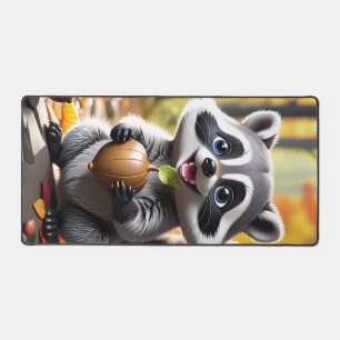 Schattigee Kawaii stijl Raccoon Herfst Instelling Bureaumat