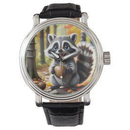 Schattigee Kawaii stijl Raccoon Herfst Instelling Horloge