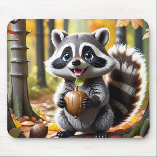 Schattigee Kawaii stijl Raccoon Herfst Instelling Muismat