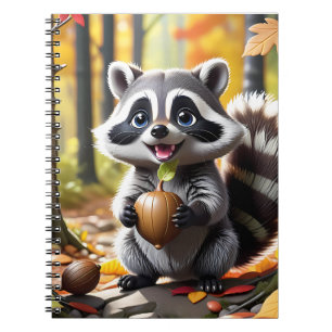 Schattigee Kawaii stijl Raccoon Herfst Instelling Notitieboek