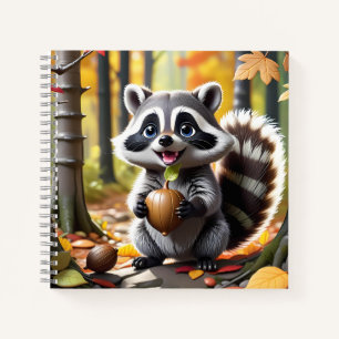 Schattigee Kawaii stijl Raccoon Herfst Instelling Notitieboek