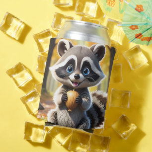 Schattigee Kawaii stijl Racoon met een eikel Blikjeskoeler