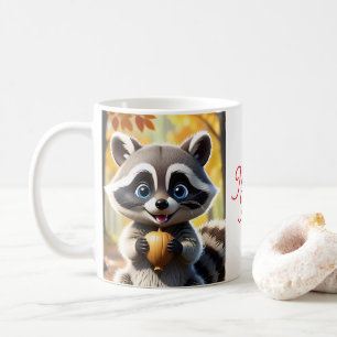 Schattigee Kawaii stijl Racoon met een eikel Koffiemok