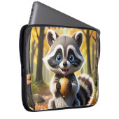 Schattigee Kawaii stijl Racoon met een eikel Laptop Sleeve (Voorkant Rechts)