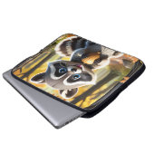 Schattigee Kawaii stijl Racoon met een eikel Laptop Sleeve (Voorkant onderkant)