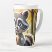 Schattigee Kawaii stijl Racoon met een eikel Latte Mok (Rechterhoek)