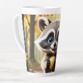 Schattigee Kawaii stijl Racoon met een eikel Latte Mok (Linkerhoek)