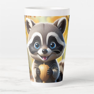 Schattigee Kawaii stijl Racoon met een eikel Latte Mok