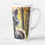 Schattigee Kawaii stijl Racoon met een eikel Latte Mok (Rechts)
