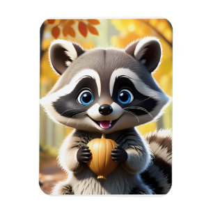 Schattigee Kawaii stijl Racoon met een eikel Magneet