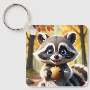 Schattigee Kawaii stijl Racoon met een eikel Sleutelhanger