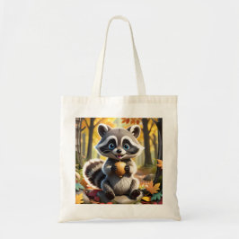 Schattigee Kawaii stijl Racoon met een eikel Tote Bag