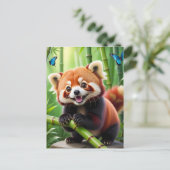 Schattigee Kawaii stijl rode panda in een bamboe b Briefkaart (Staand voorkant)