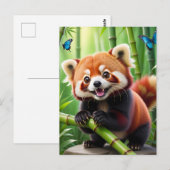 Schattigee Kawaii stijl rode panda in een bamboe b Briefkaart (Voorkant / Achterkant)
