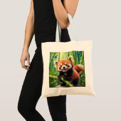 Schattigee Kawaii stijl rode panda in een bamboe b Tote Bag (Voorkant (product))