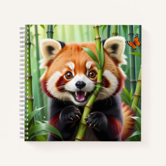 Schattigee Kawaii stijl rode panda met een grote g Notitieboek