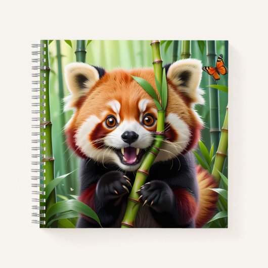 Schattigee Kawaii stijl rode panda met een grote g Notitieboek (Voorkant)