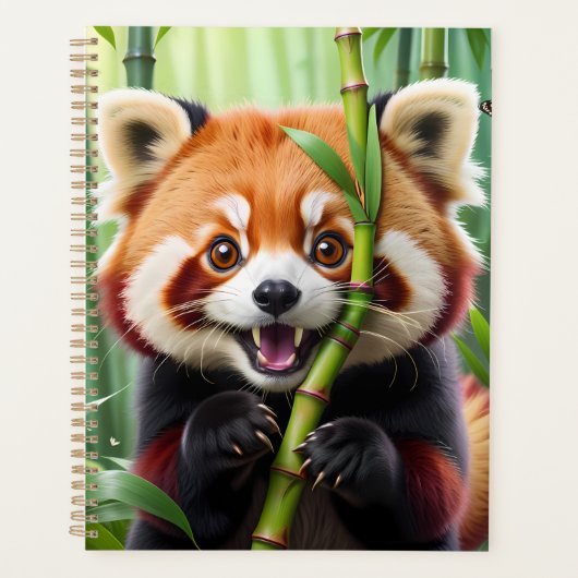 Schattigee Kawaii stijl rode panda met een grote g Planner (Voorkant)