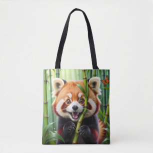 Schattigee Kawaii stijl rode panda met een grote g Tote Bag