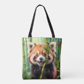 Schattigee Kawaii stijl rode panda met een grote g Tote Bag (Achterkant)