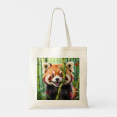 Schattigee Kawaii stijl rode panda met een grote g Tote Bag (Achterkant)