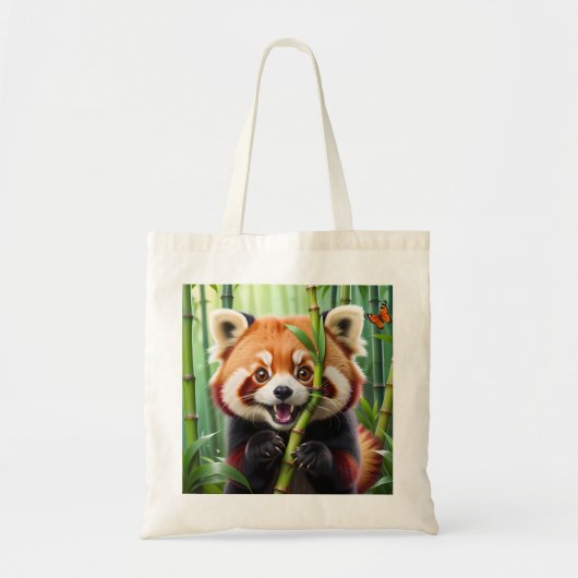 Schattigee Kawaii stijl rode panda met een grote g Tote Bag (Voorkant)
