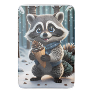 Schattigee Kawaii stijl Wasbeer met een Pine crème Badmat