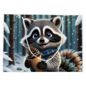 Schattigee Kawaii stijl Wasbeer met een Pine crème Groot Cadeauzakje (Achterkant)