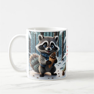 Schattigee Kawaii stijl Wasbeer met een Pine crème Koffiemok