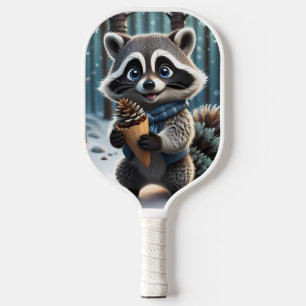 Schattigee Kawaii stijl Wasbeer met een Pine crème Pickleball Paddle