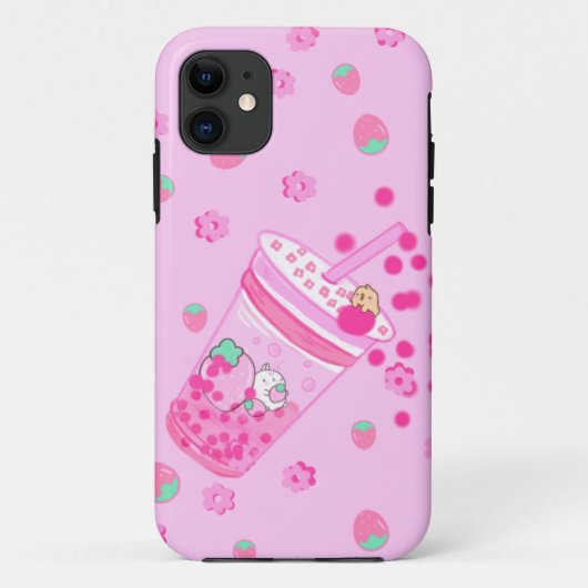 Schattigee Kawaii Strawberry iPhone 11 hoesje (Achterkant)