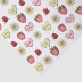 Schattigee Kawaii Strawberry Valentijnsdag Pattern Tissuepapier (Detail)