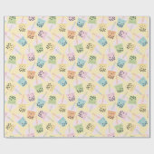 Schattigee Kawaii Style Bubble Tea op lichtgeel Cadeaupapier (Vlak)